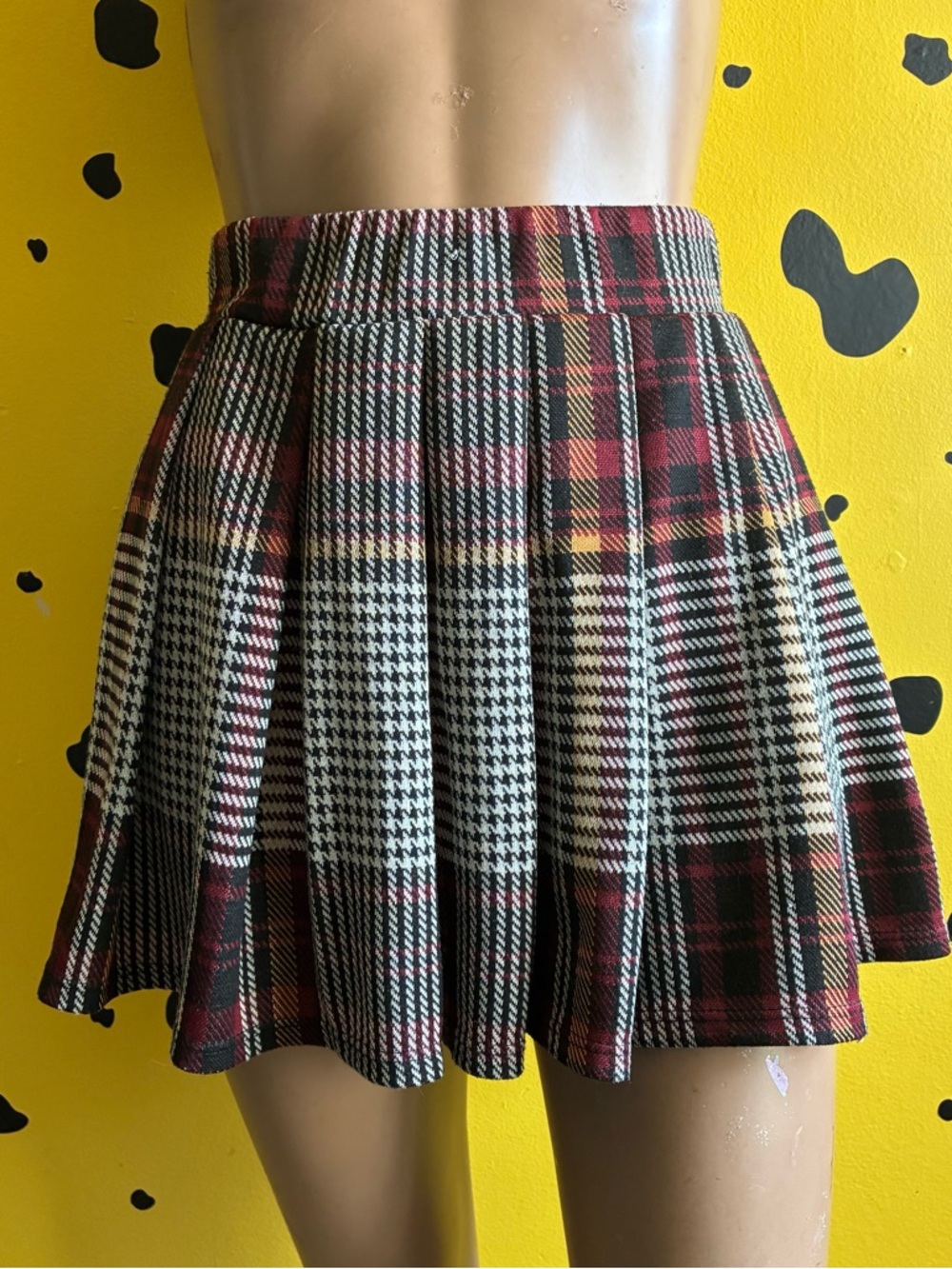 Love Nation Red Plaid Pleated Mini Skirt Red Brown Preppy School Girl Style